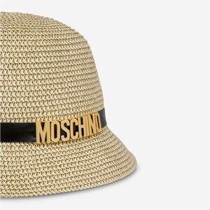 👒👒👒 MOSCHINO LETTERING LOGO RAFFIA HAT